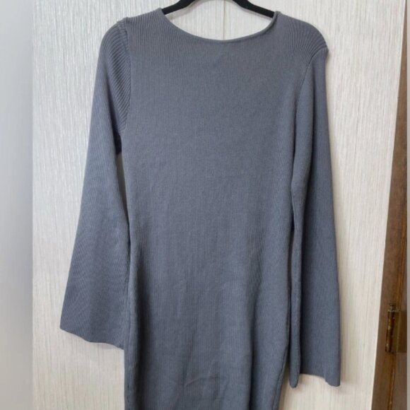 strapless open back dress Heather Grey Ribbed Knit Long Sleeve Side Slit Maternity Maxi Dress –  PinkBlush main image 0